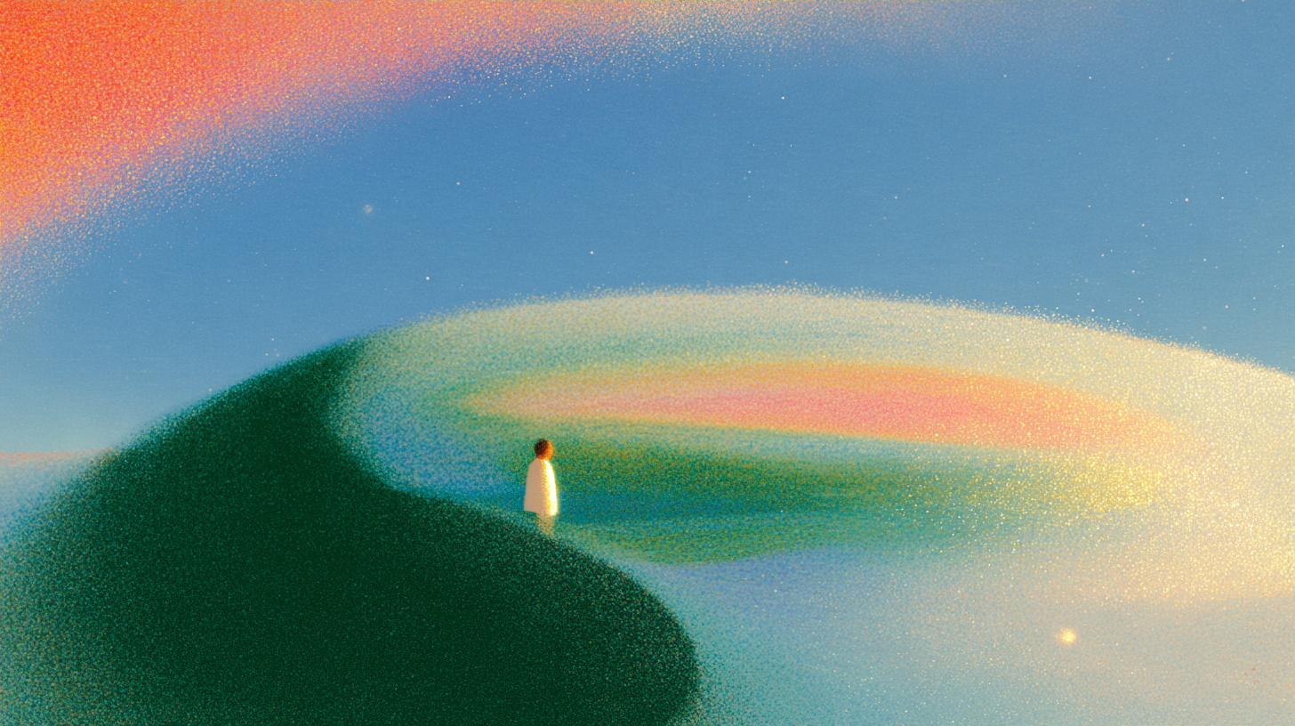 Person on hill looking at horizon